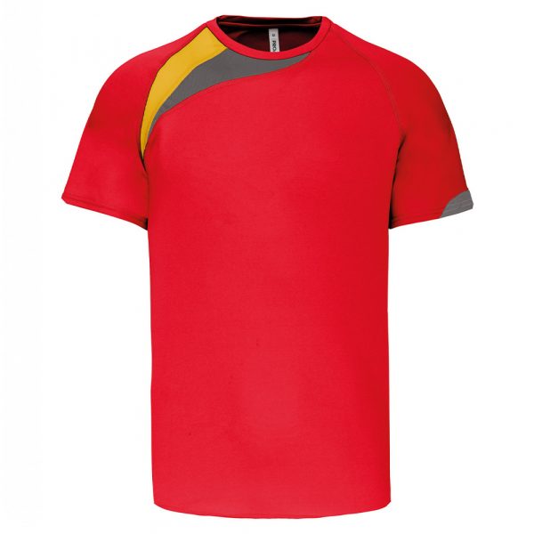 Proact-tshirt-polyester-rouge-vif-jaune-gris