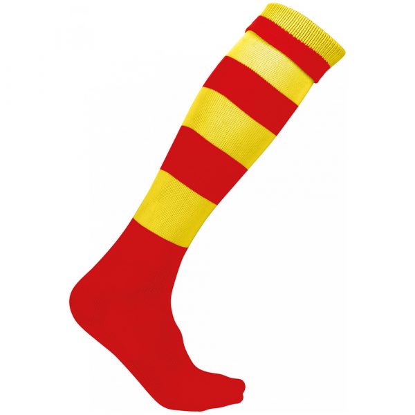 Chaussettes de sport cerclées Proact rouge-jaune