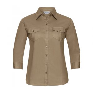 Chemise femme Russell à manches 3/4 beige