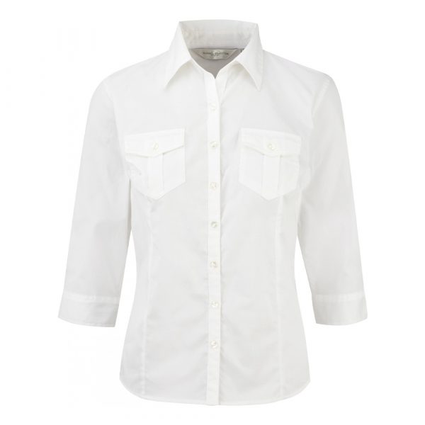 Chemise femme Russell à manches 3/4 blanc
