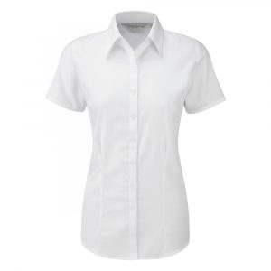 Chemise femme Russell Herringbone à manches courtes blanc