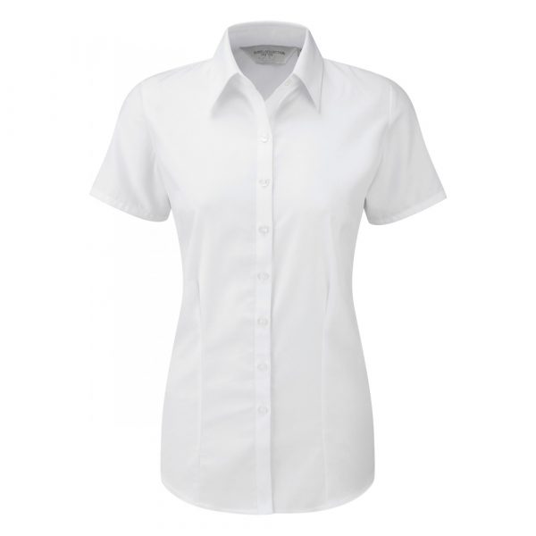 Chemise femme Russell Herringbone à manches courtes blanc