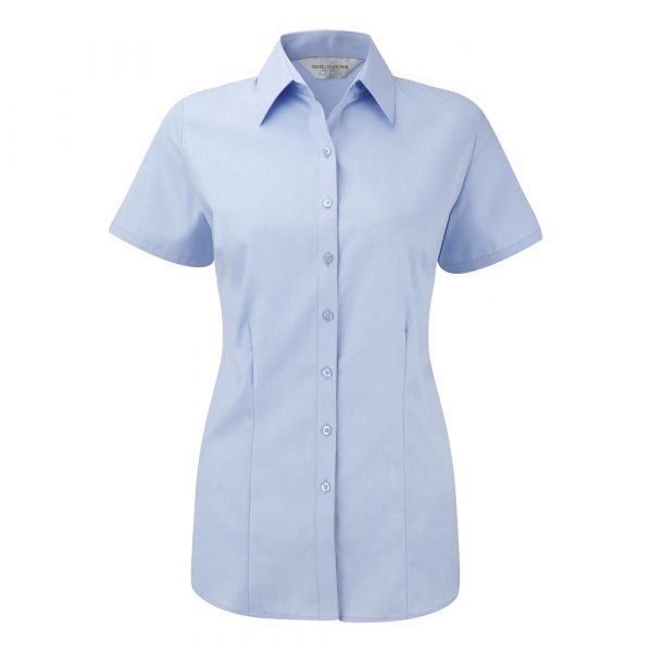 Chemise femme Russell Herringbone à manches courtes bleu