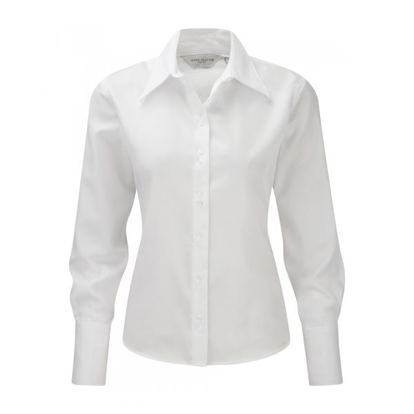 Chemise femme Russell sans repassage à manches longues blanc