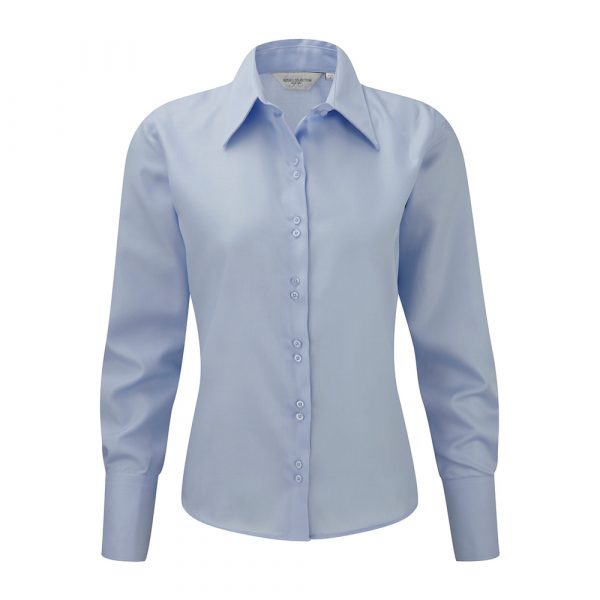 Chemise femme Russell sans repassage à manches longues bleu