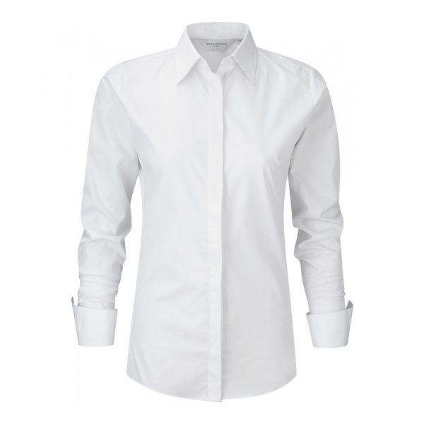 Chemise femme Russell stretch à manches longues blanc