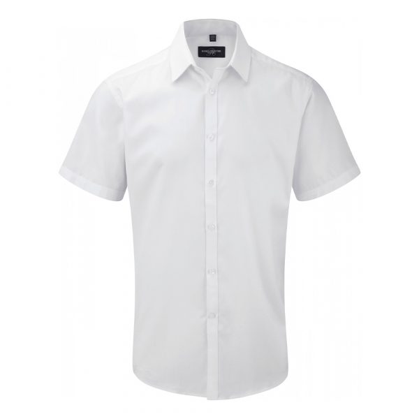 Chemise homme Russell Herringbone à manches courtes blanc