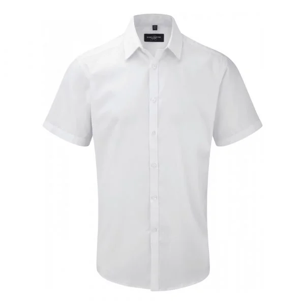 Chemise homme Russell Herringbone à manches courtes blanc