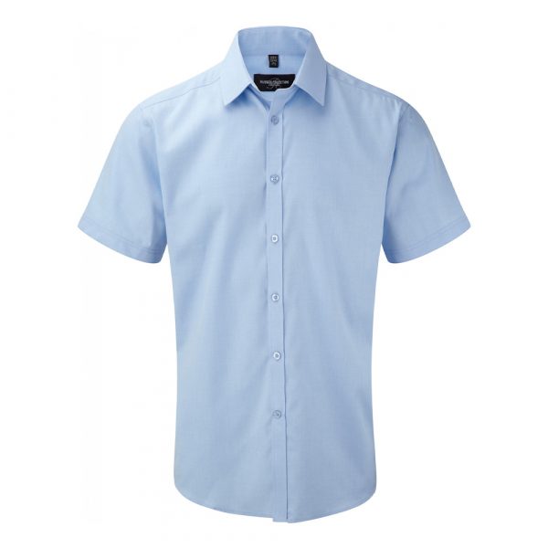 Chemise homme Russell Herringbone à manches courtes bleu
