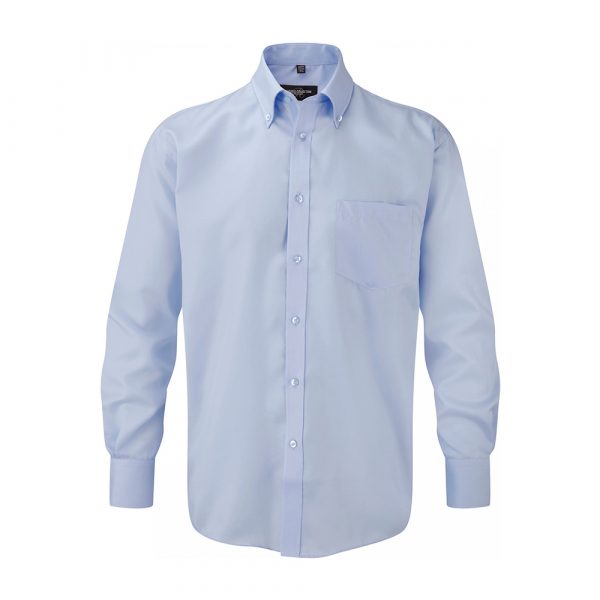 Chemise homme Russell sans repassage à manches longues bleu