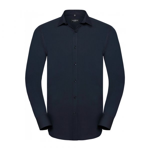 Chemise homme Russell stretch à manches longues marine