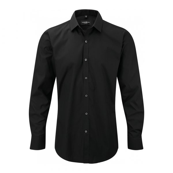 Chemise homme Russell stretch à manches longues noir