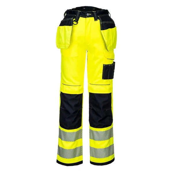 pantalon-poches-flottantes-portwest-pw3-hv-jaune-noir Pantalon poches flottantes Portwest PW3 HV jaune-noir