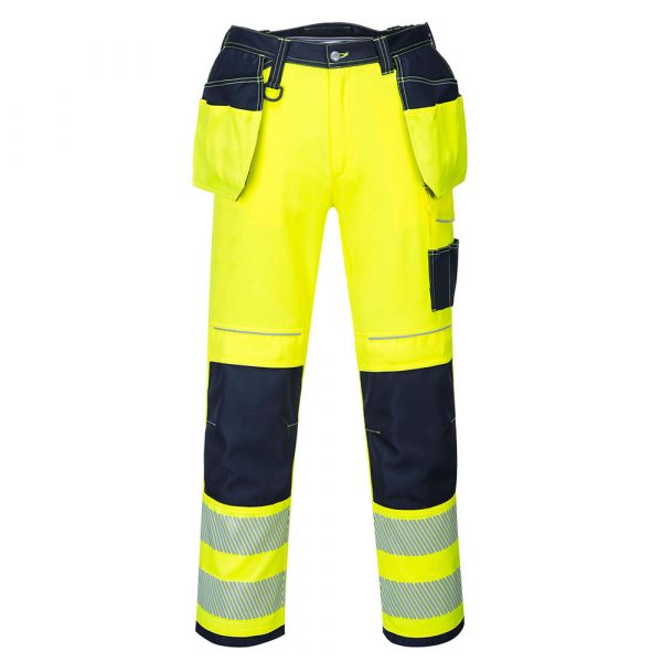 Pantalon poches flottantes Portwest PW3 HV marine-jaune