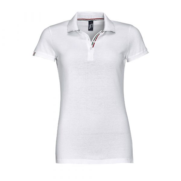 Polo femme Sol's Patriot blanc-rouge