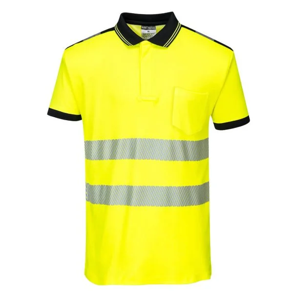 polo-hv-portwest-manches-courtes-jaune-noir Polo haute visibilité manches courtes Portwest jaune noir