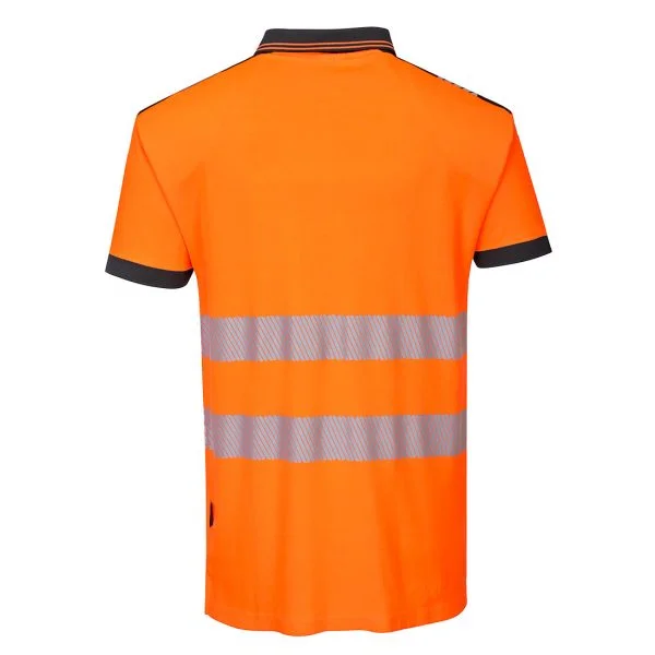 polo-hv-portwest-manches-courtes-orange-noir-dos Polo haute visibilité manches courtes Portwest orange noir