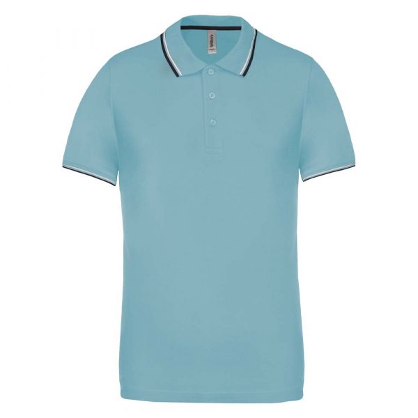 Polo Kariban avec liserés contrastés bleu ciel