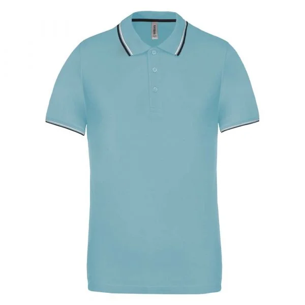 Polo Kariban avec liserés contrastés bleu ciel