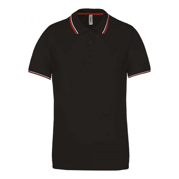 Polo Kariban avec liserés contrastés noir rouge