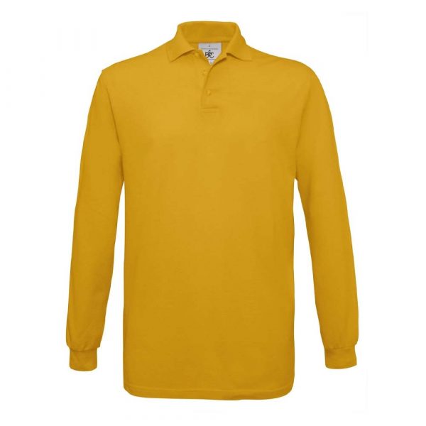 Polo piqué B&C Safran Manches Longues jaune