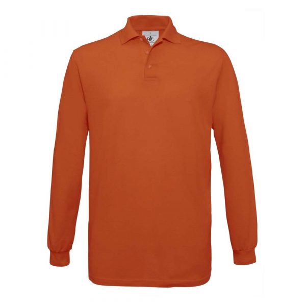 Polo piqué B&C Safran Manches Longues orange