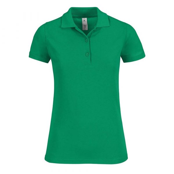 Polo piqué femme B&C Safran vert kelly