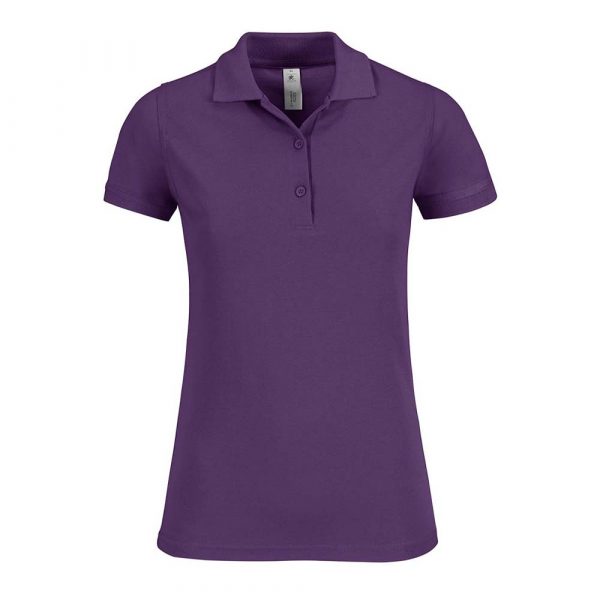 Polo piqué femme B&C Safran violet