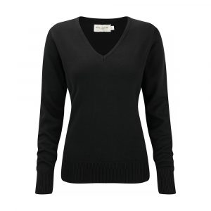 Pull femme Russell col V noir