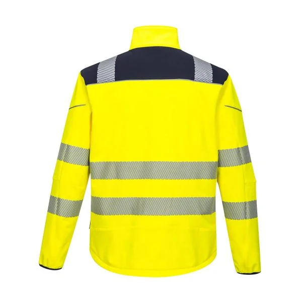 softshell-portwest-haute-visibilite-pw3-jaune-bleu-marine-dos Softshell Portwest haute visibilité PW3 jaune bleu marine