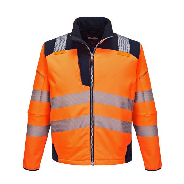 Softshell Portwest haute visibilité PW3 orange bleu marine