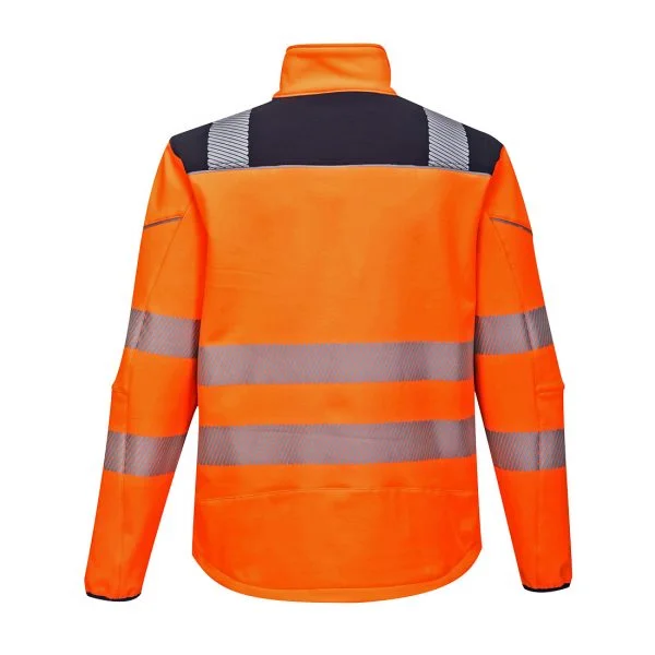 softshell-portwest-haute-visibilite-pw3-orange-bleu-marine-dos Softshell Portwest haute visibilité PW3 orange bleu marine