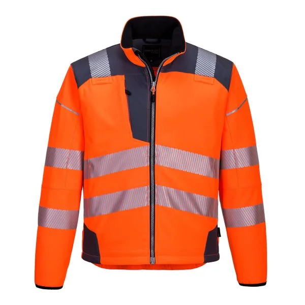softshell-portwest-haute-visibilite-pw3-orange-gris Softshell Portwest haute visibilité PW3 orange gris