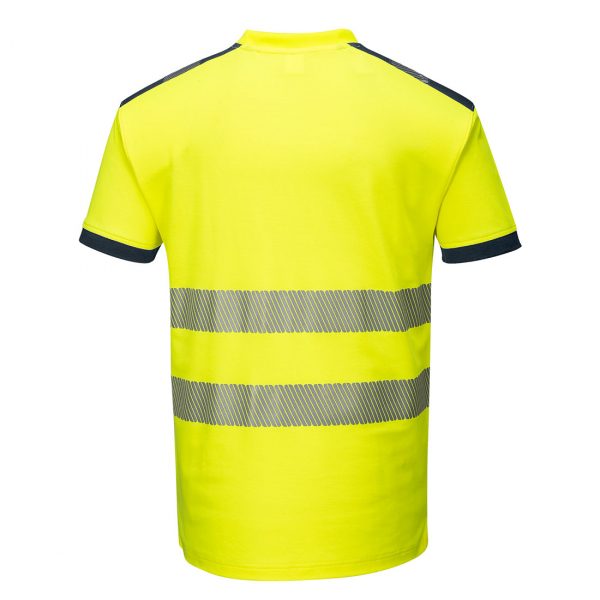 T-shirt manches courtes haute visibilité Portwest jaune bleu marine