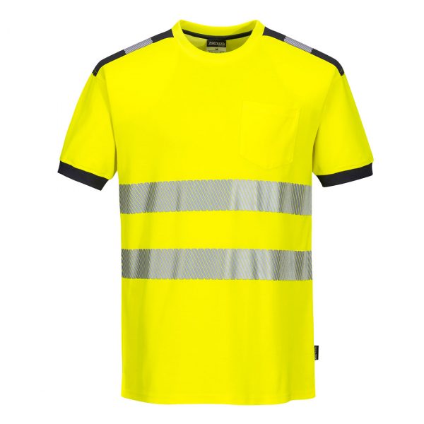 T-shirt manches courtes haute visibilité Portwest jaune gris