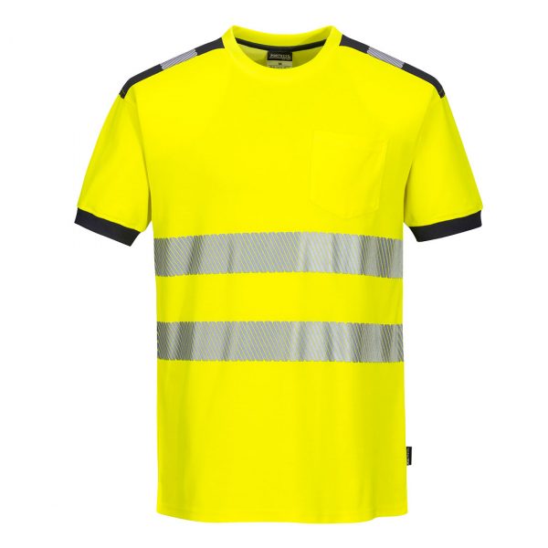 T-shirt manches courtes haute visibilité Portwest jaune gris