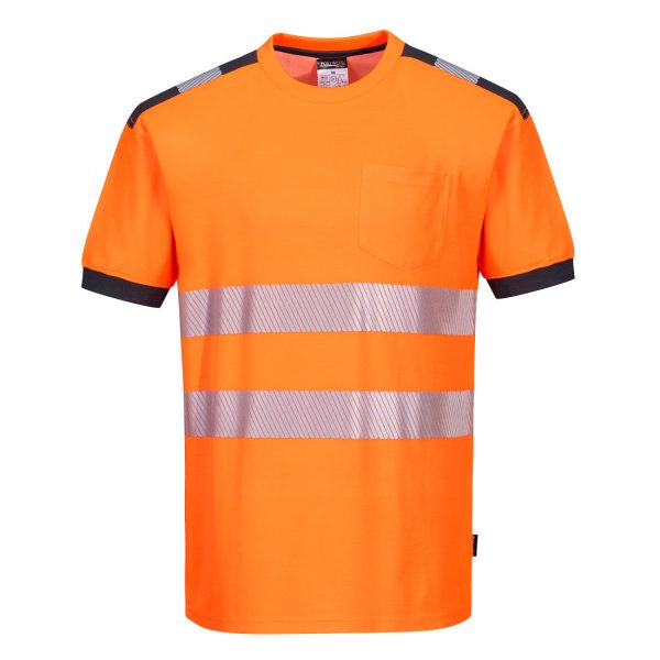 T-shirt manches courtes haute visibilité Portwest orange gris