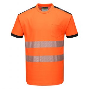 T-shirt manches courtes haute visibilité Portwest orange noir