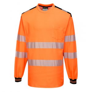 T-shirt manches longues haute visibilité Portwest orange noir