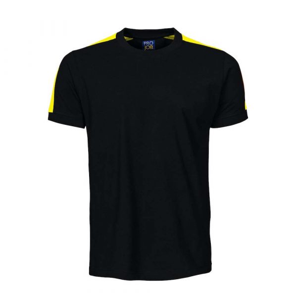 T-shirt à bandes fluo ProJob noir-jaune