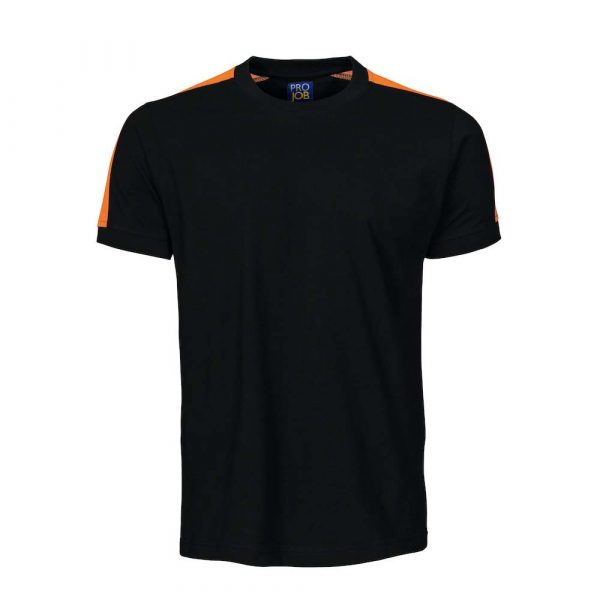 T-shirt à bandes fluo ProJob noir-orange