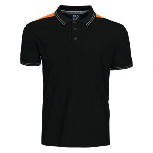 Polo à bandes fluo Projob noir-orange