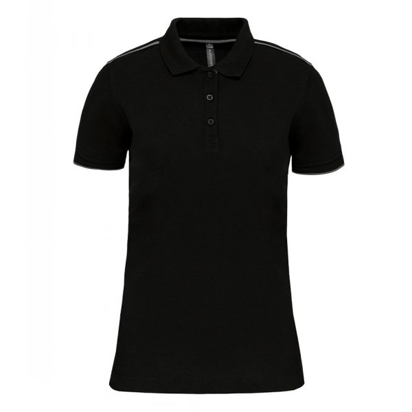 Polo DayToDay contrasté manches courtes femme black silver