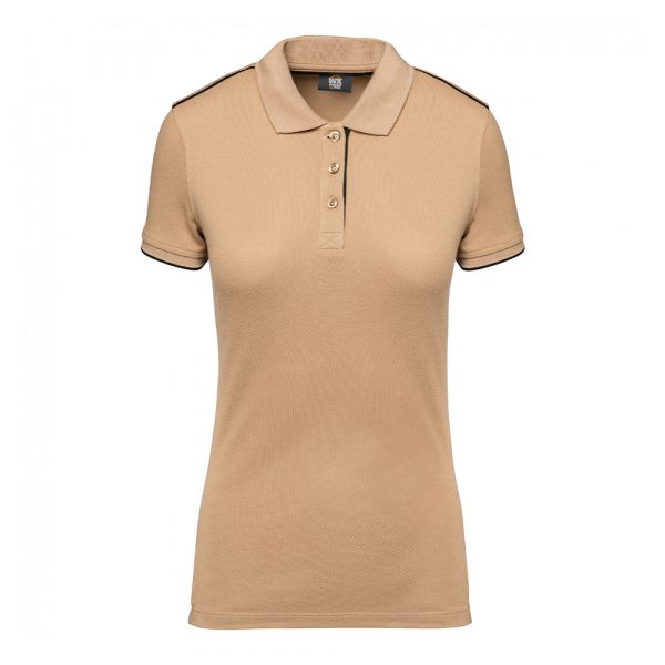 Polo DayToDay contrasté manches courtes femme camel