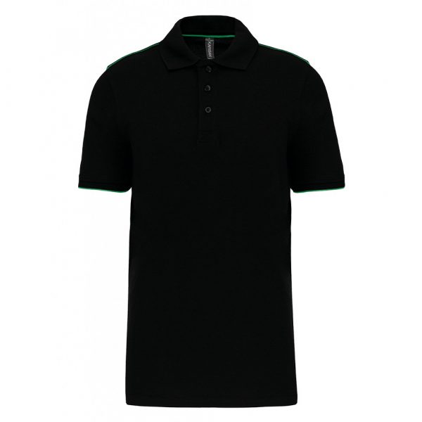 Polo DayToDay contrasté manches courtes homme black kelly green