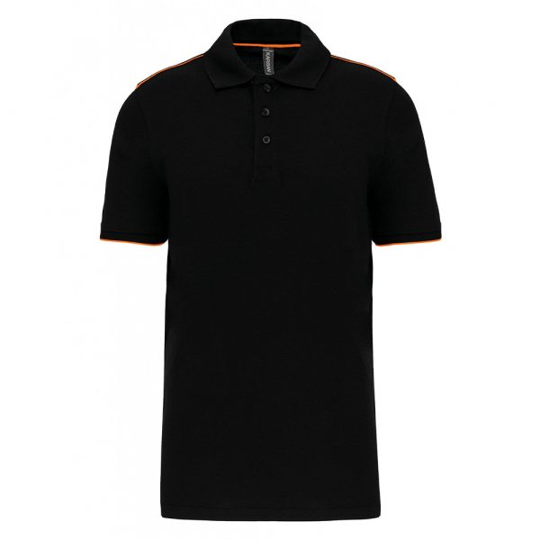 Polo DayToDay contrasté manches courtes homme black orange