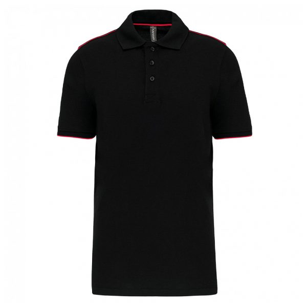 Polo DayToDay contrasté manches courtes homme black red