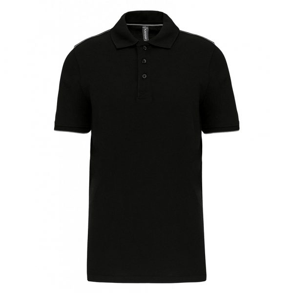 Polo DayToDay contrasté manches courtes homme black silver