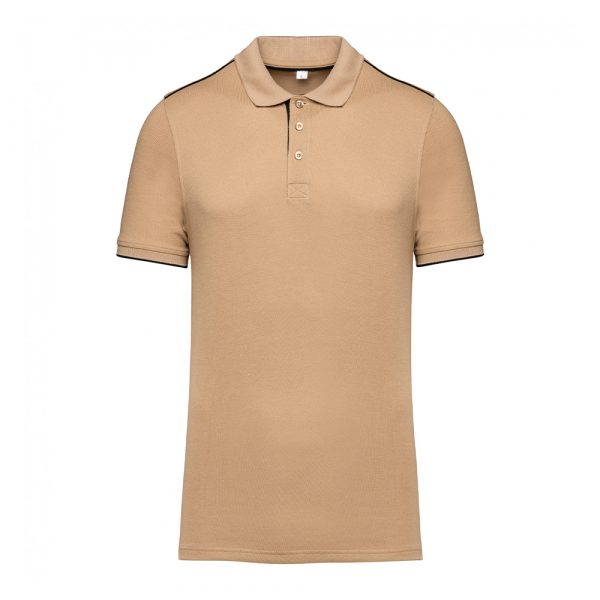 Polo DayToDay contrasté manches courtes homme camel