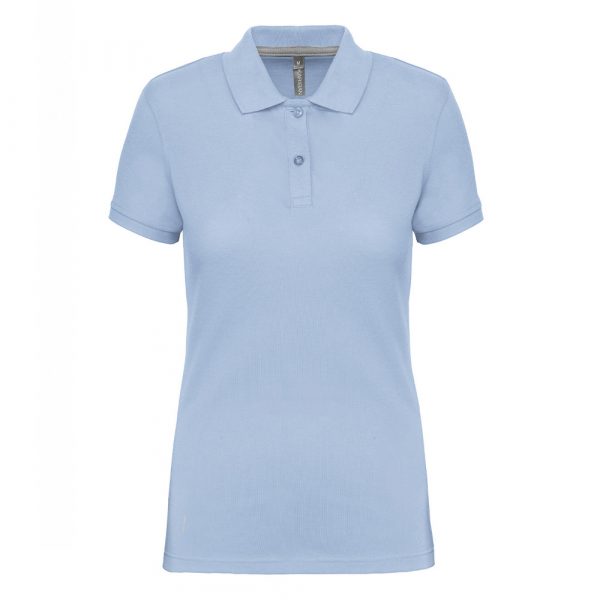 Polo manches courtes femme bleu ciel